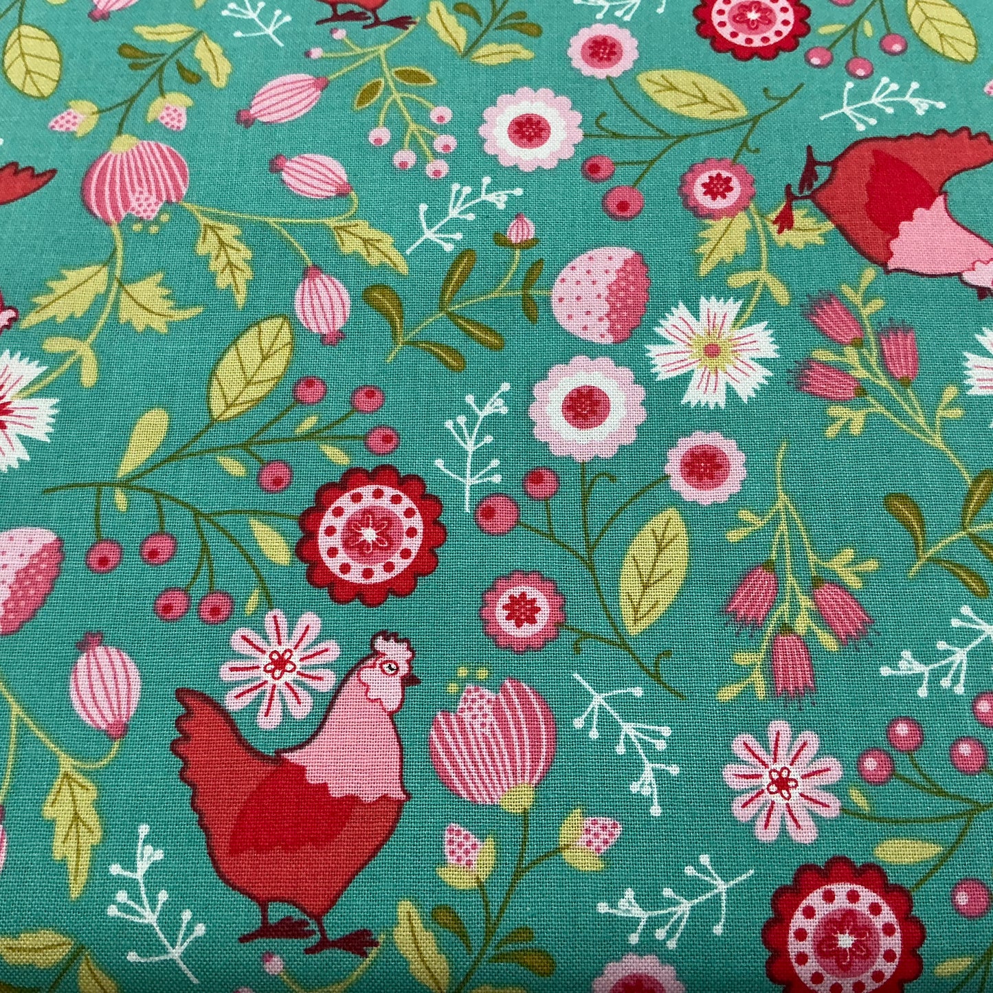 Chickens & Flowers - Teal - Smitten Chicken