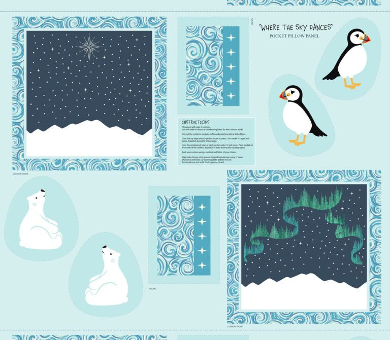Cushion Panel - 2 Designs + Soft Toys or Applique Shapes (Pearl)