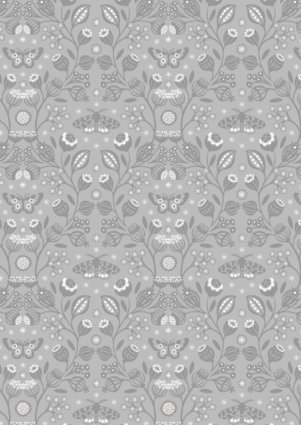 Winter Botanical on Grey with Pearl
