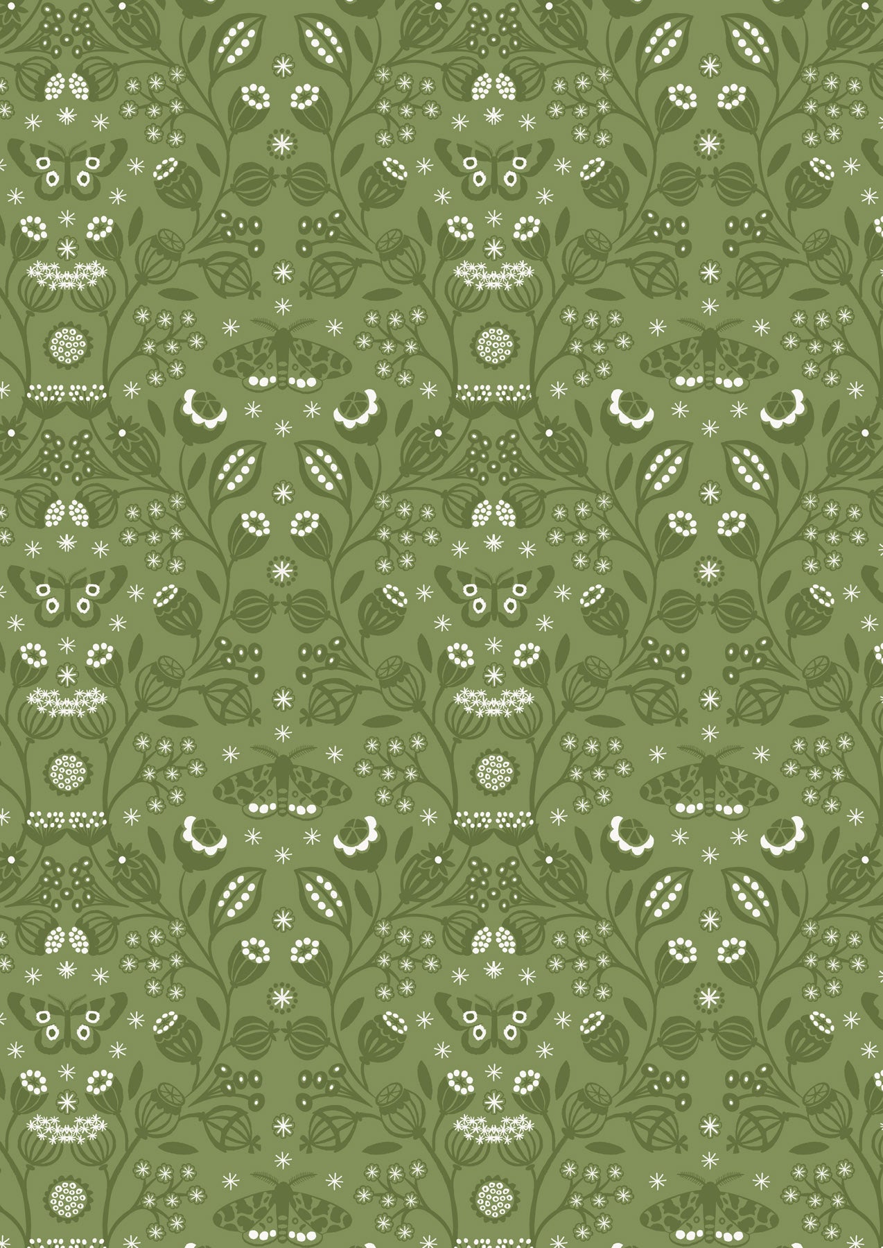 Winter Botanical on Green with Pearl