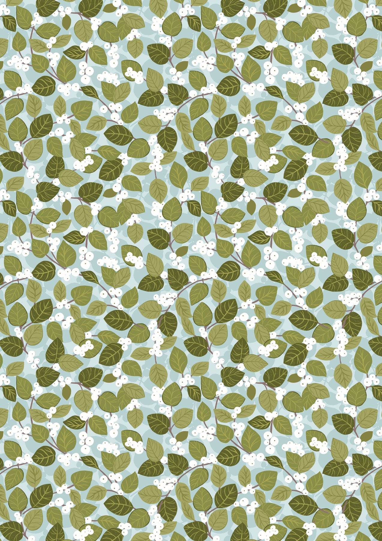Winter Botanical Snowberry on Winter Blue with Pearl