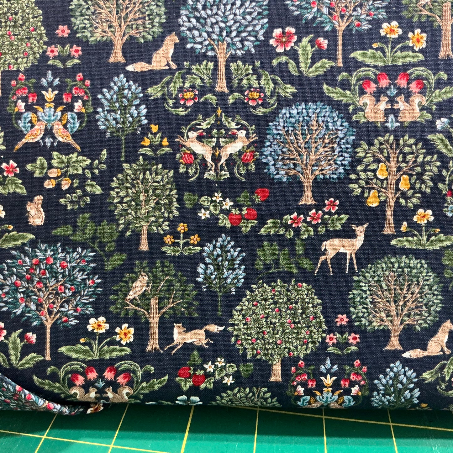 Tiny “William Morris” Inspired Design on Navy Blue