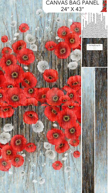 Poppy Meadow - Tote Bag Panel - Canvas