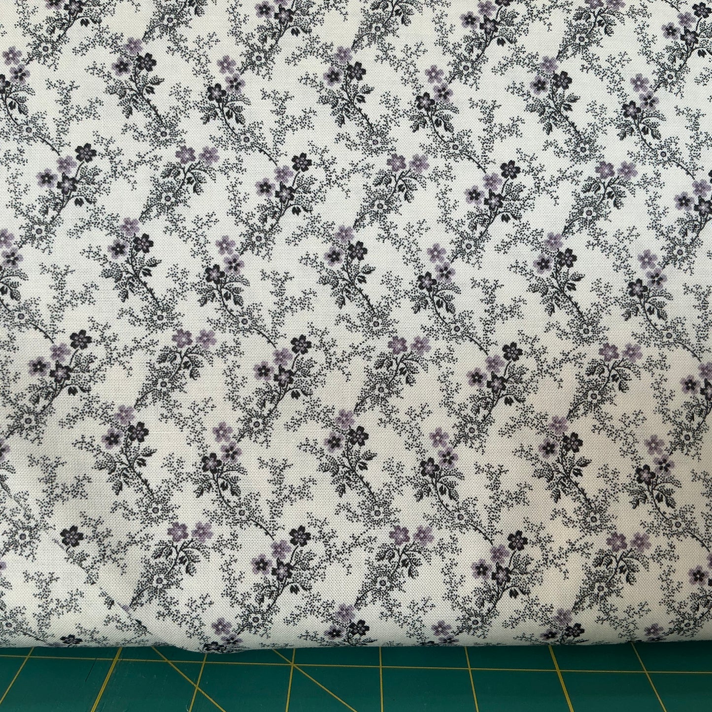 Tiny Floral Trellis (Chocolate) Lt. Purple - Hazelmont Farm Shirtings