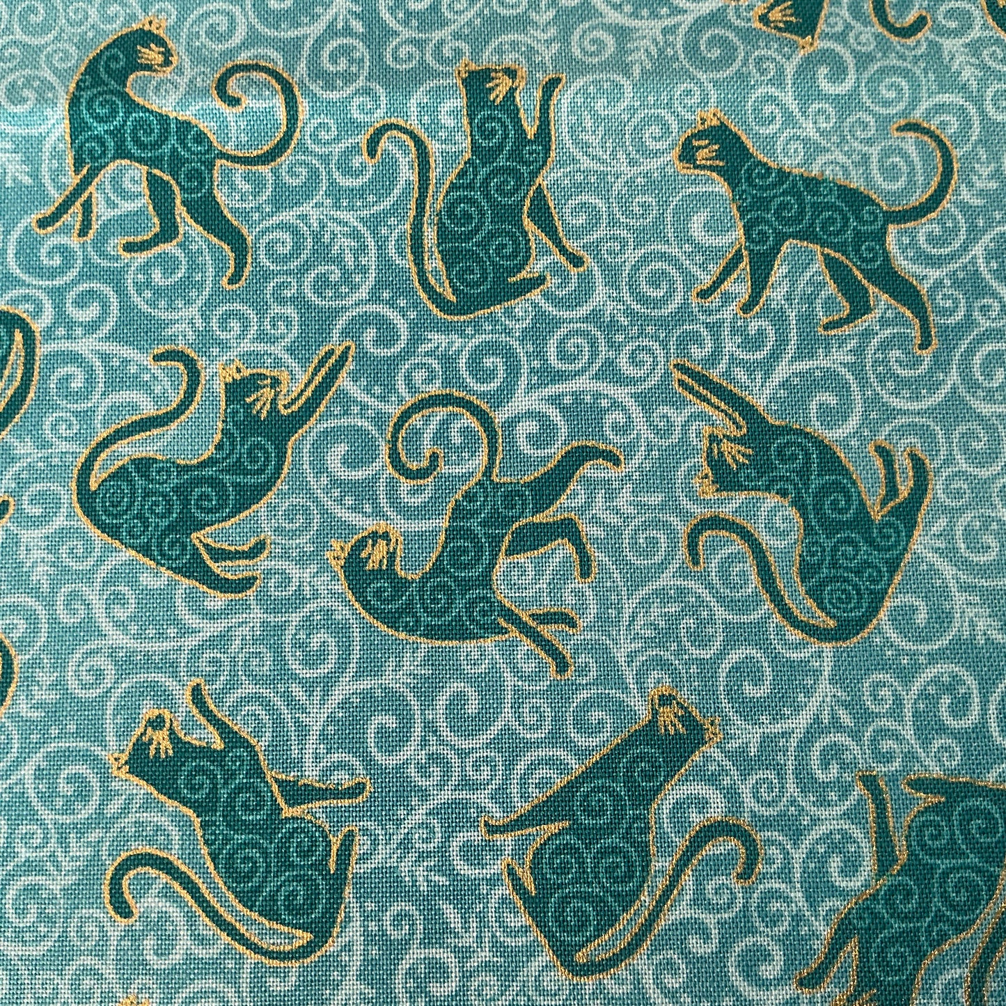 Whiskers Cats - Teal with Gold Metallic Detail - Charmed