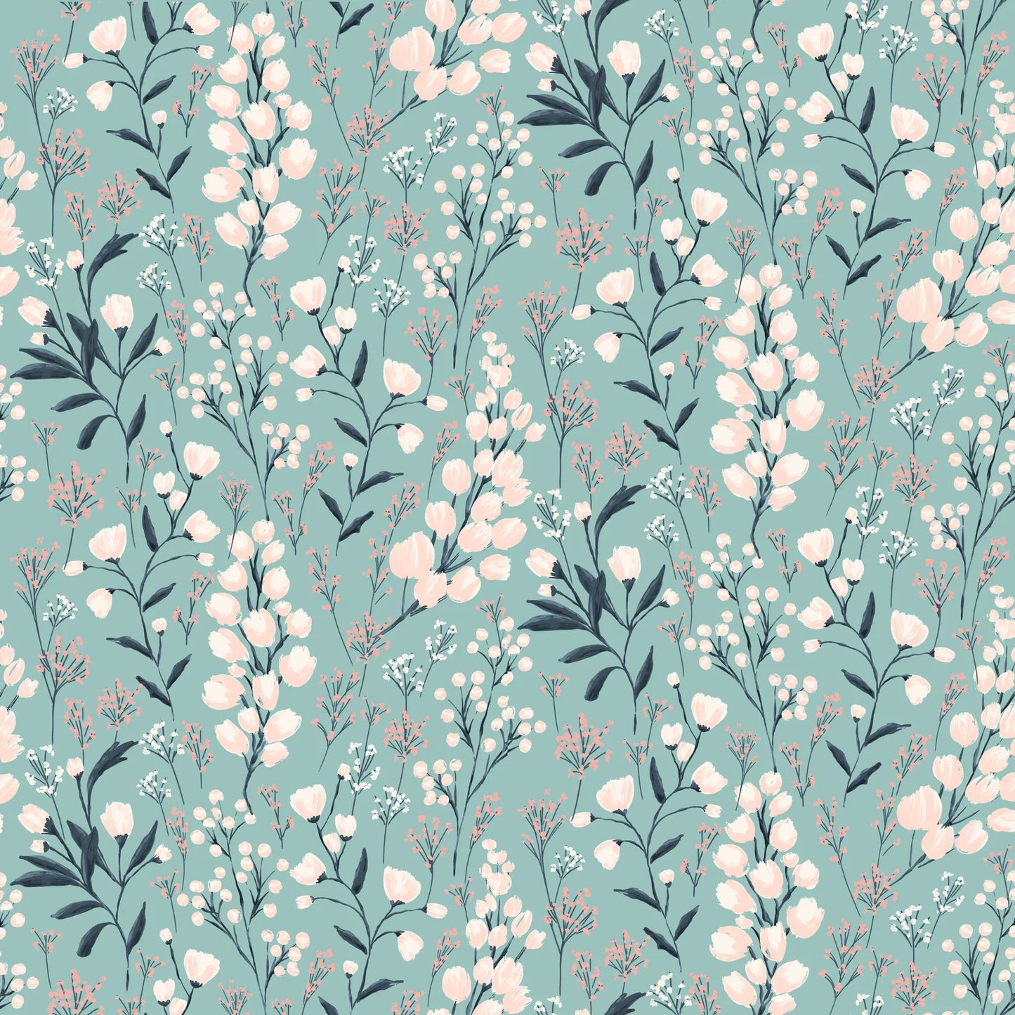 Field of Dreams Teal - Painted Blossoms - Fat Quarter