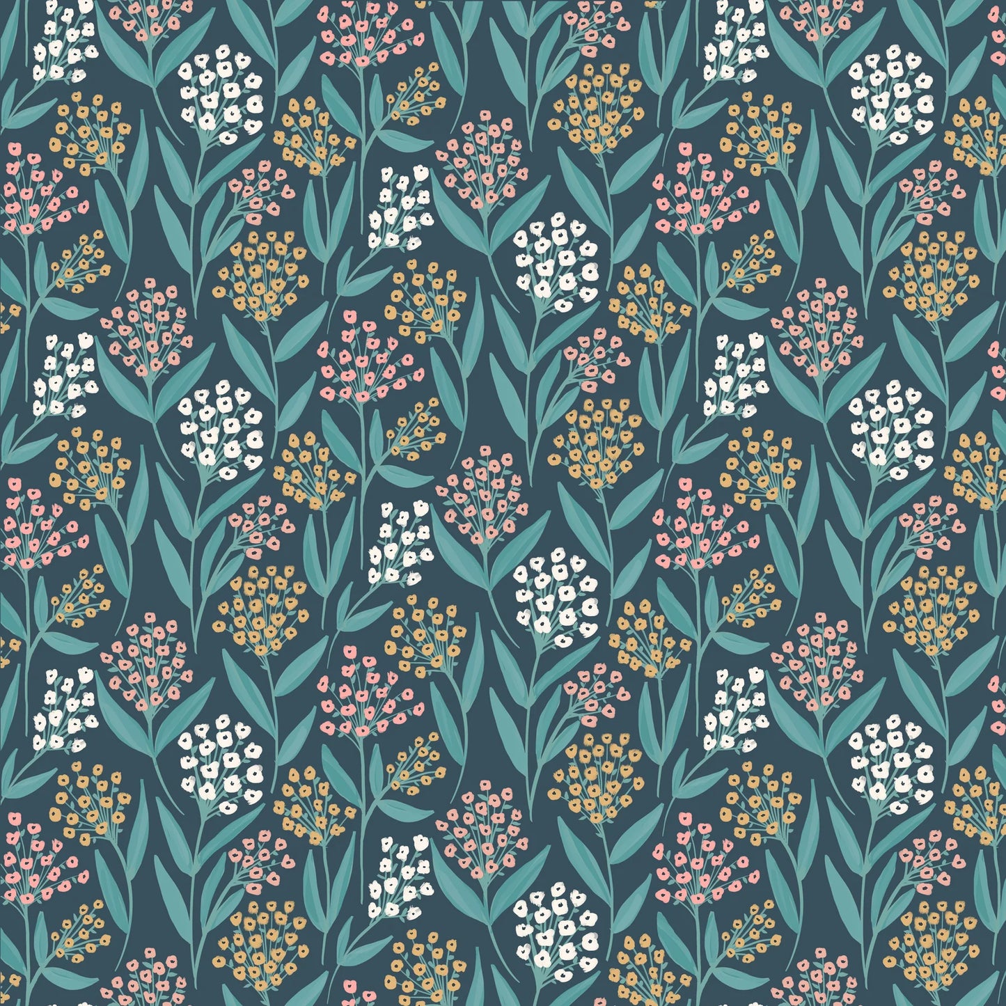 Barely Buds on Navy - Painted Blossoms