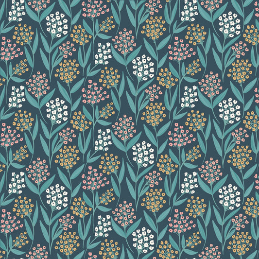 Barely Buds on Navy - Painted Blossoms