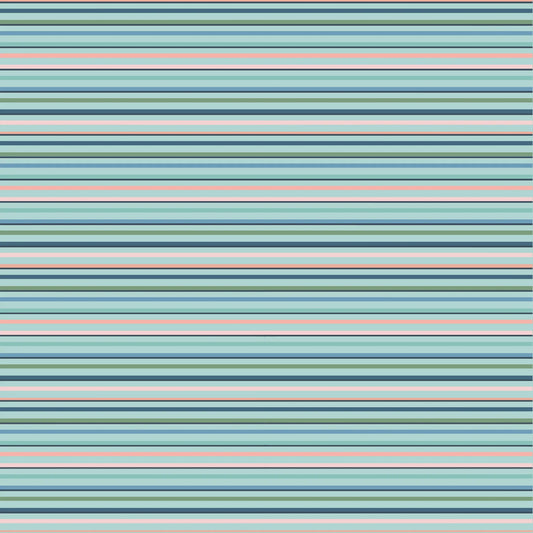 Picket Fence Teal - Painted Blossoms - Fat Quarter