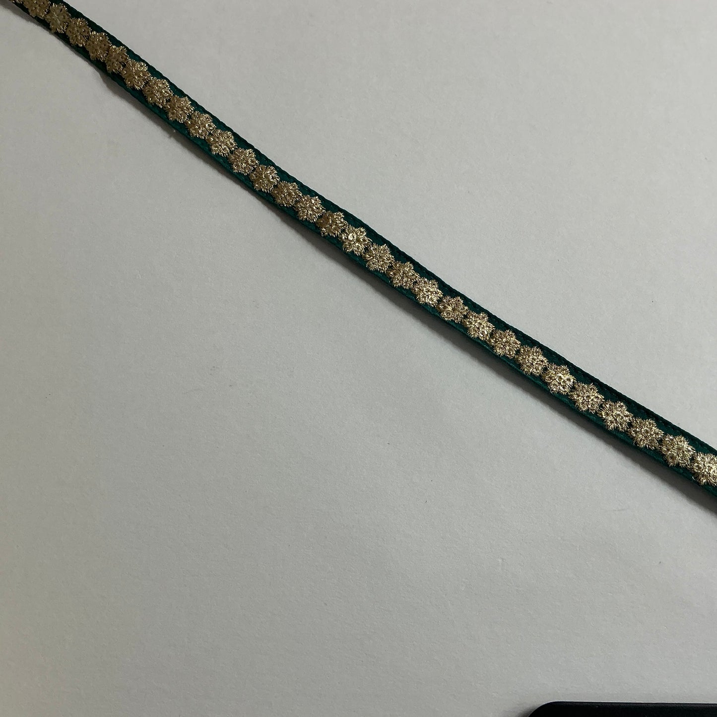 Metallic Braid - Green with Gold Embroidery