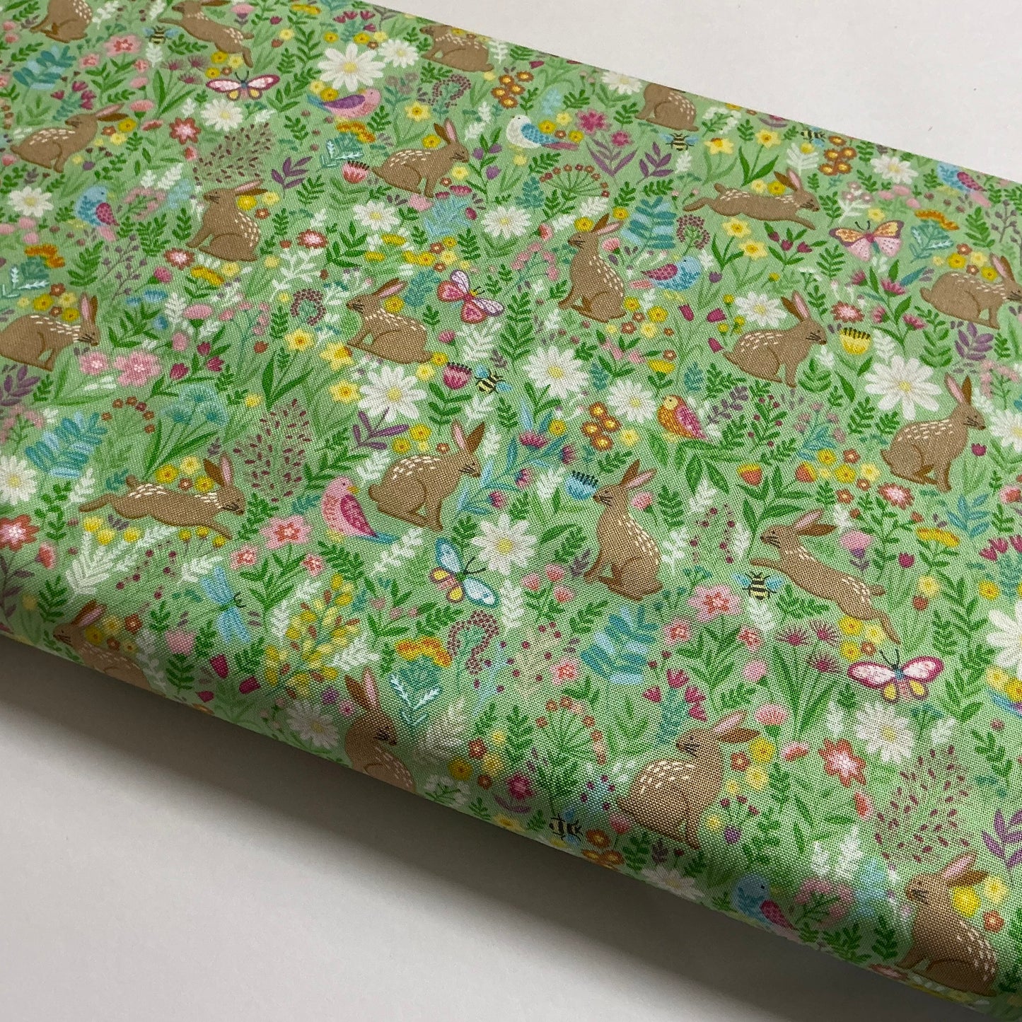Bunny Meadow Green - Hello Spring - End of Bolt - 75cm