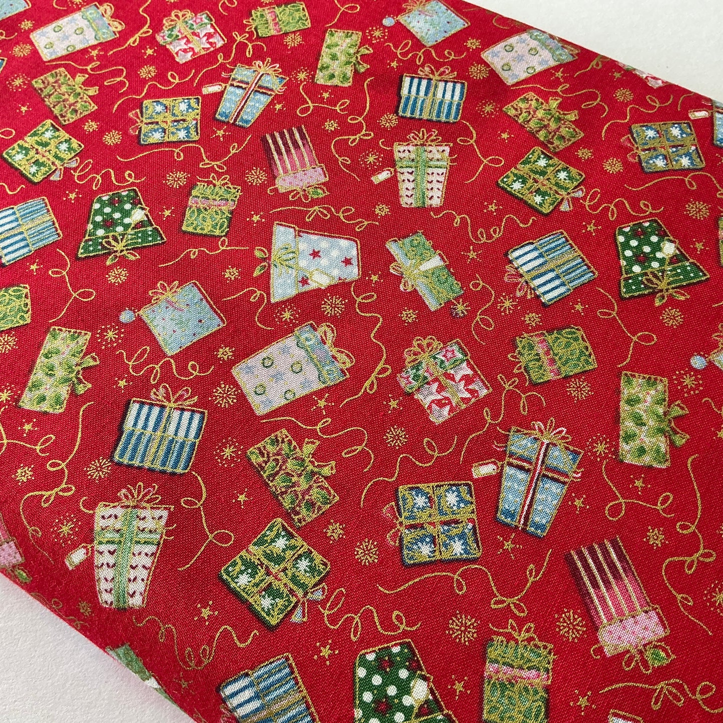 Gifts on Red (Gold Metallic Detailing)