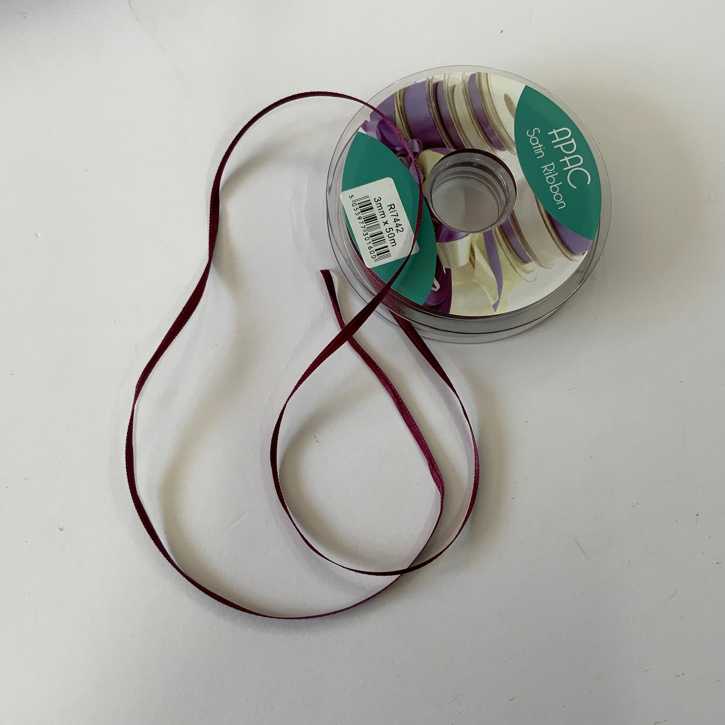 Bordeaux Double Faced Satin Ribbon 3mm