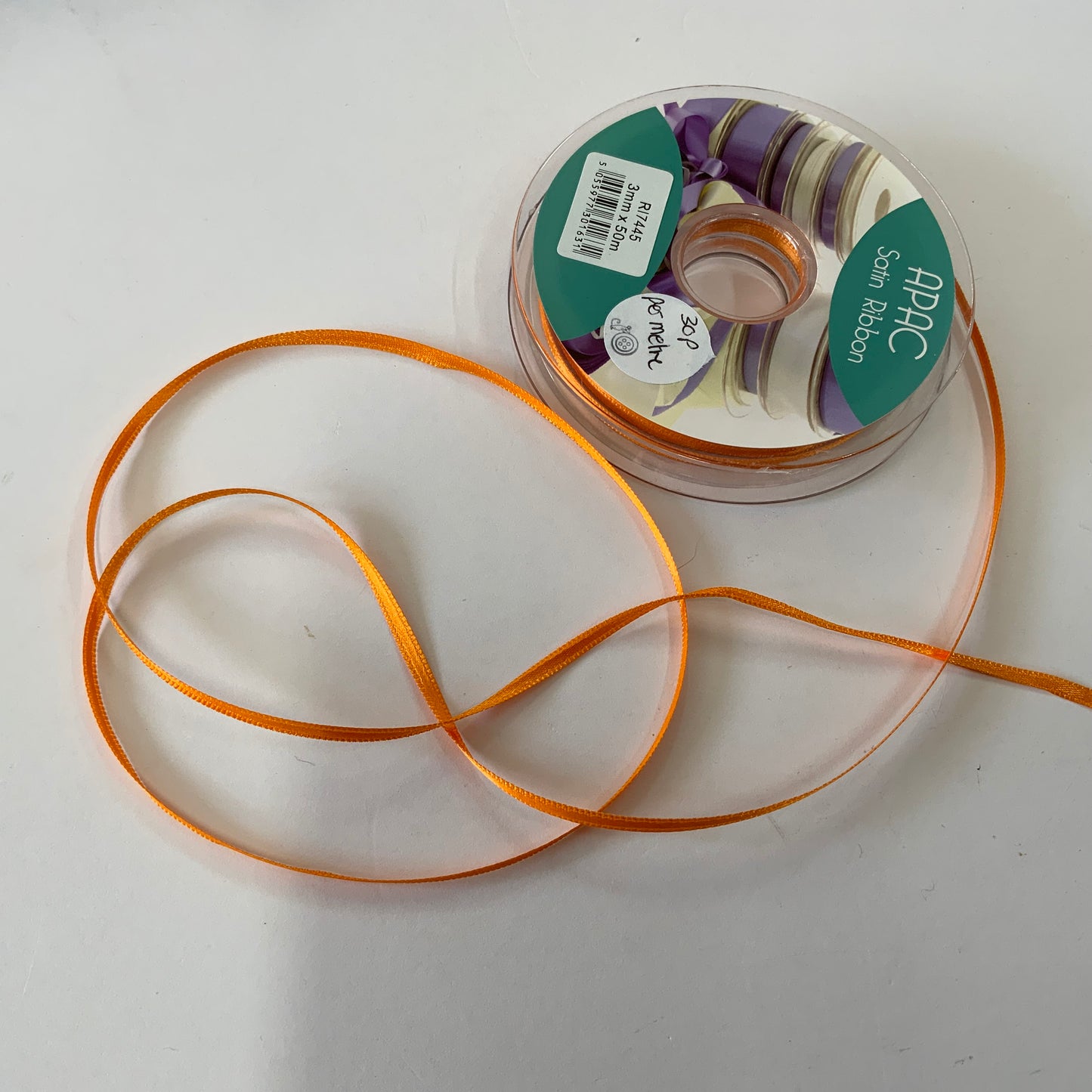 3mm Orange Double Faced Satin Ribbon