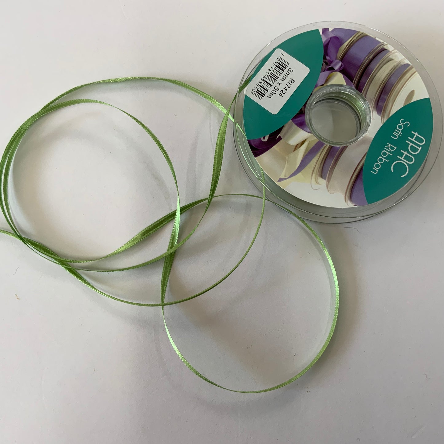 Moss Green Double Faced Satin Ribbon 3mm
