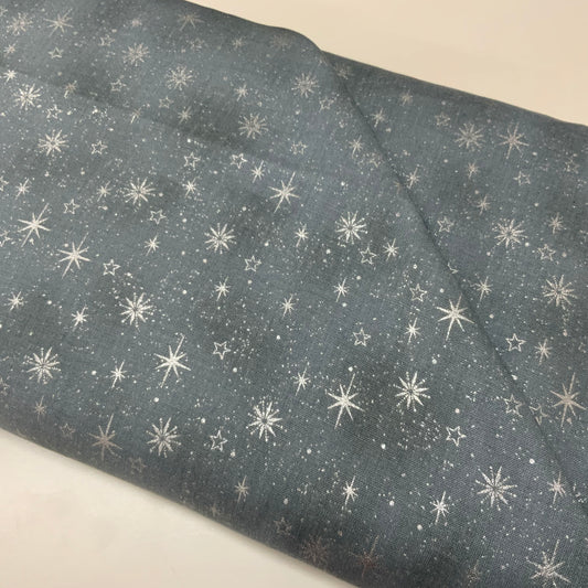 Star Sprinkle - Silver Stars on Mid Grey