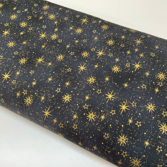 Star Sprinkle - Gold Stars on Charcoal (Black)