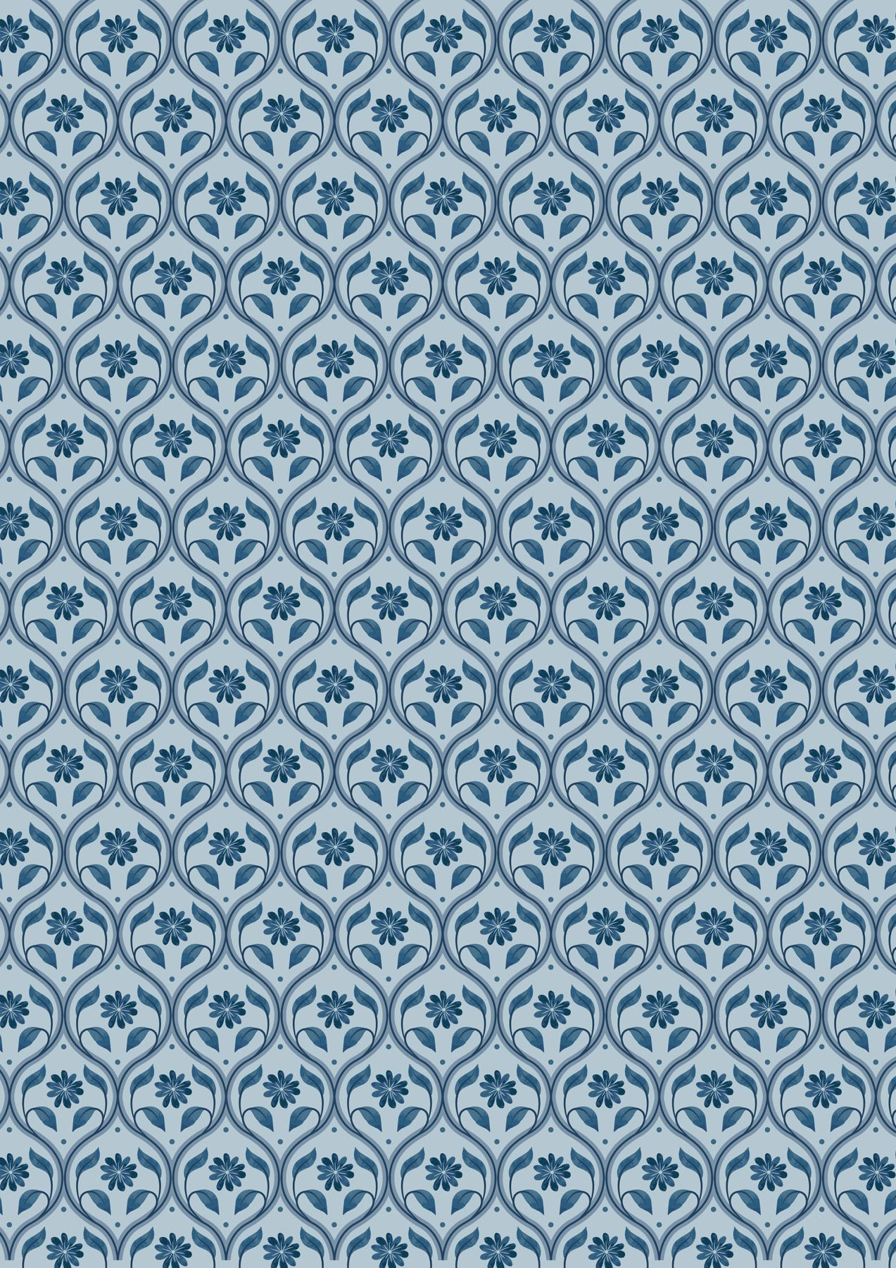 Floral Trellis on French Blue - Brensham