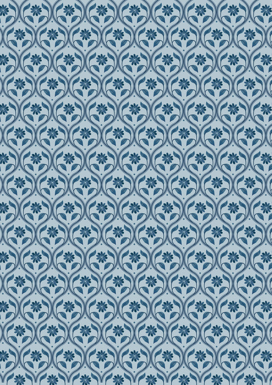 Floral Trellis on French Blue - Brensham