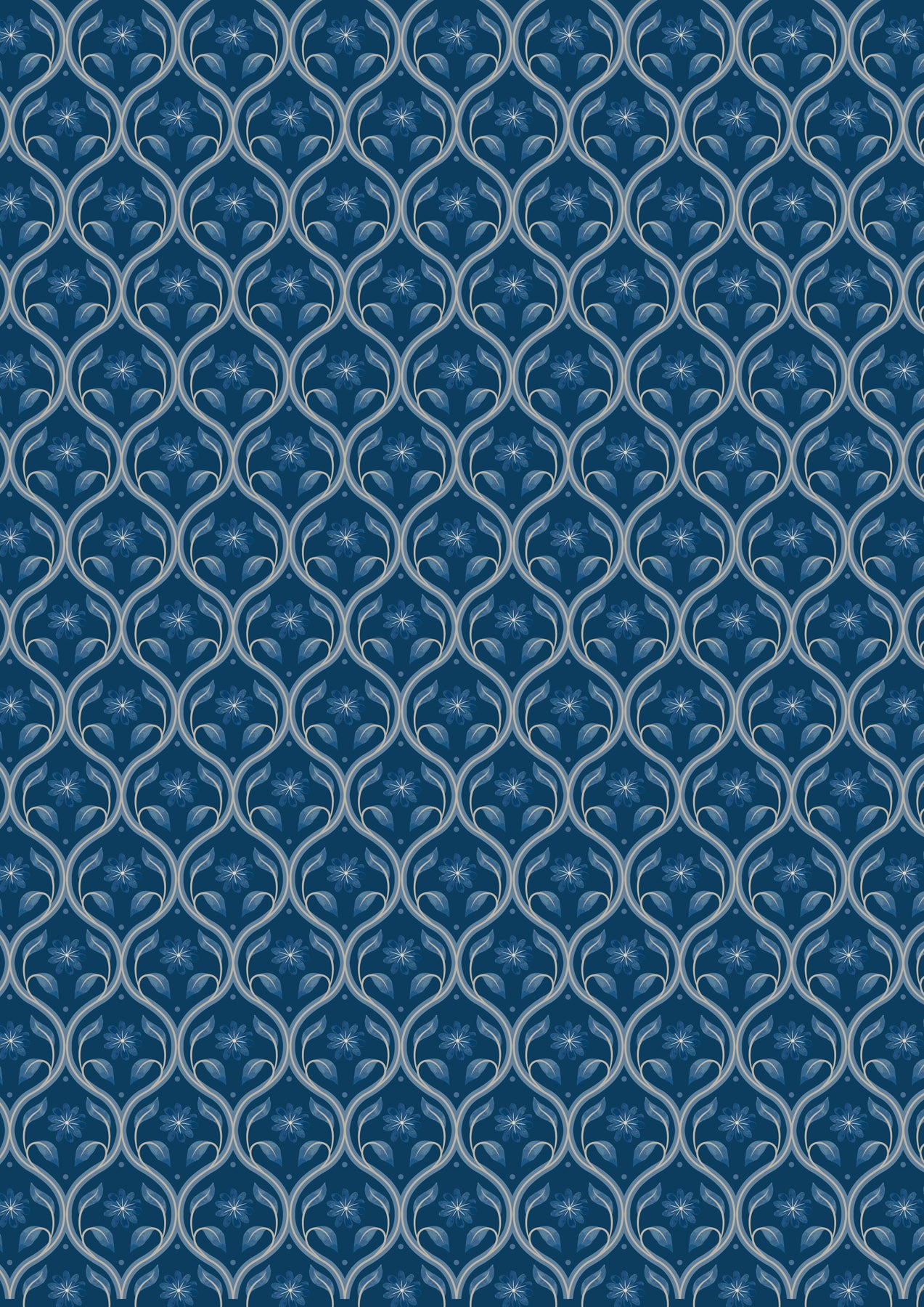 Floral Trellis on Dark Blue - Brensham