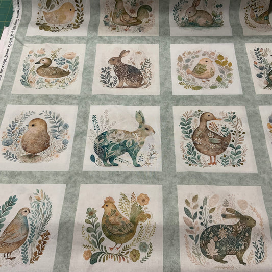 Folk Art Animals (Small Squares) - Panel 90cm x 112cm