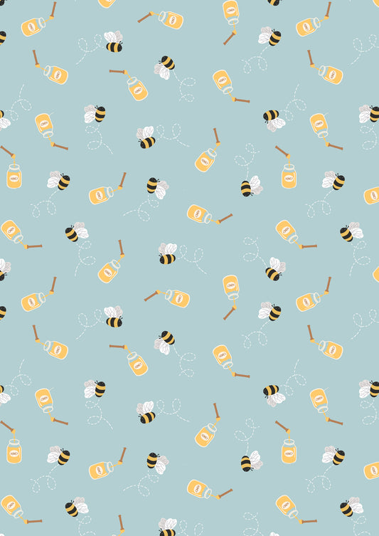 Honey Bee on Duck Egg Blue