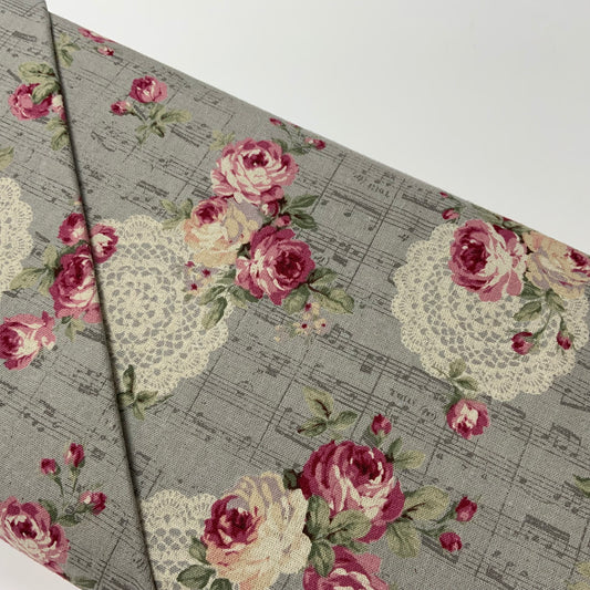 Roses & Lace on Musical Grey - Made in Japan