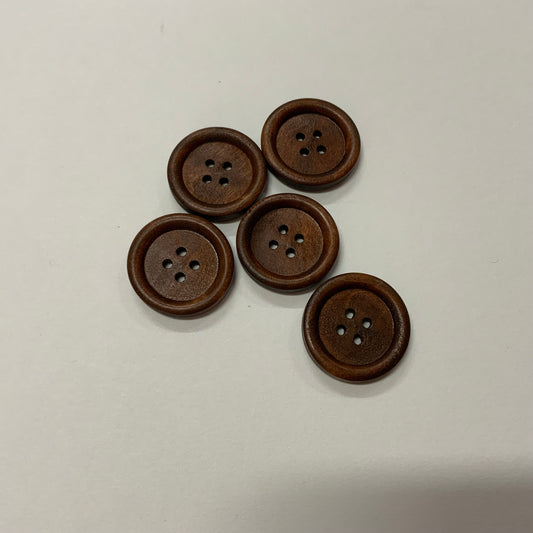 Wooden Buttons Brown Stain 25mm  (1”)