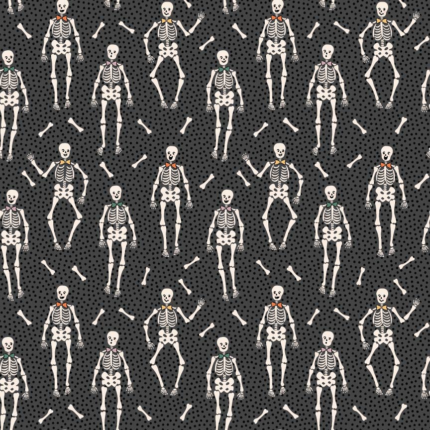 Skeletons in Bow Ties on Spotty Charcoal
