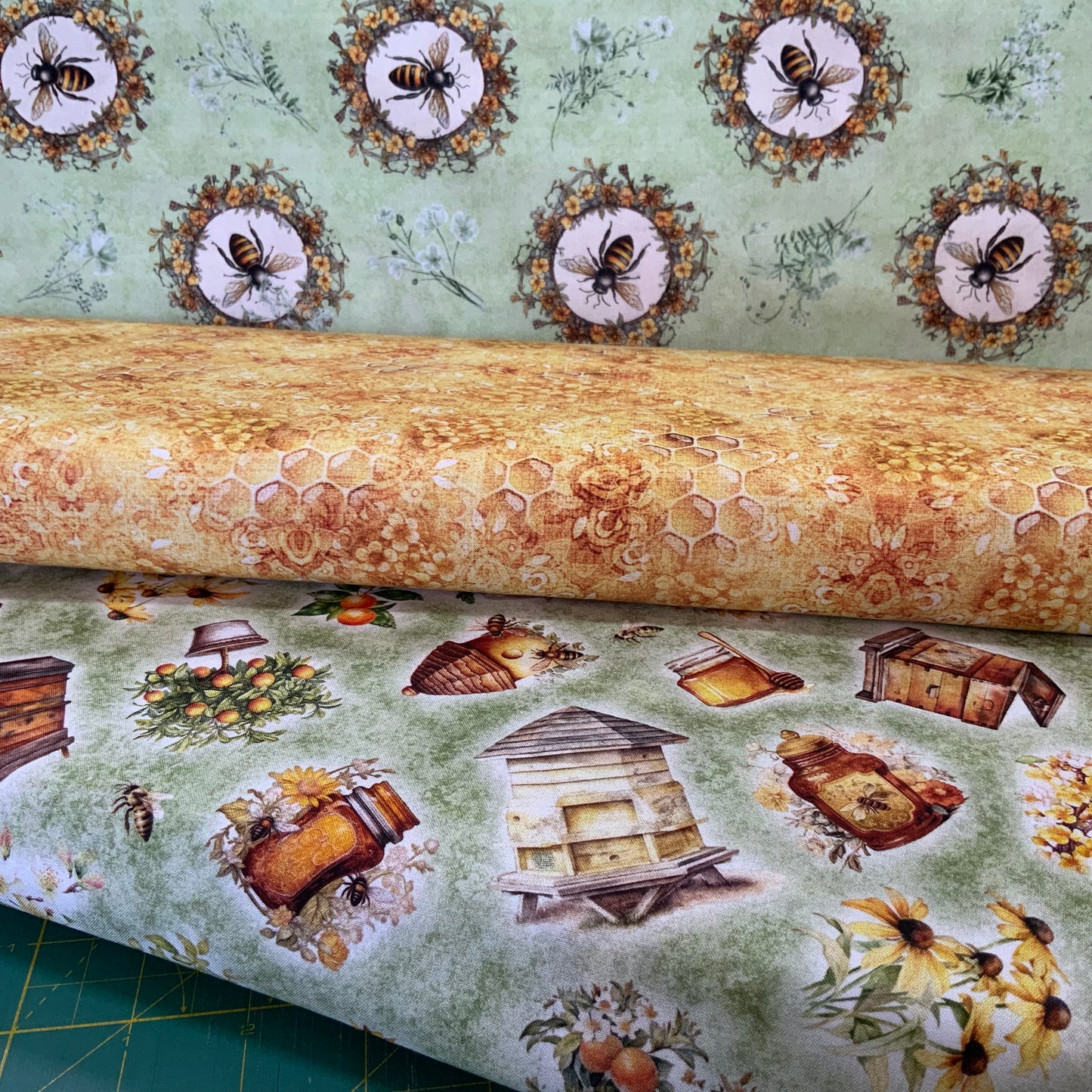 Golden Honeycomb and Flowers - Queen Bee