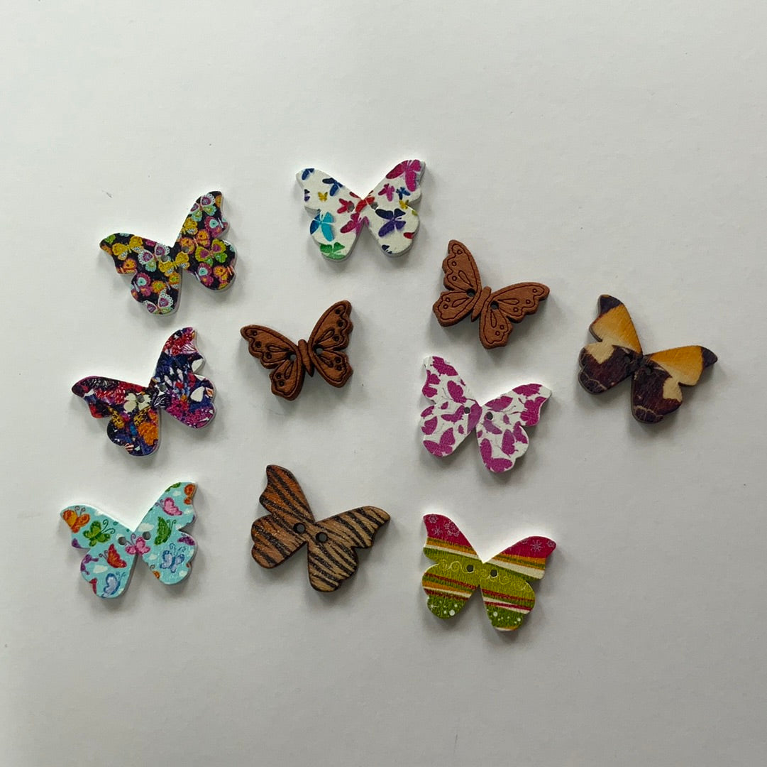 Wooden Butterfly Buttons