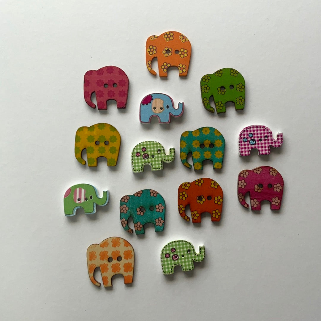 Wooden Elephant Buttons