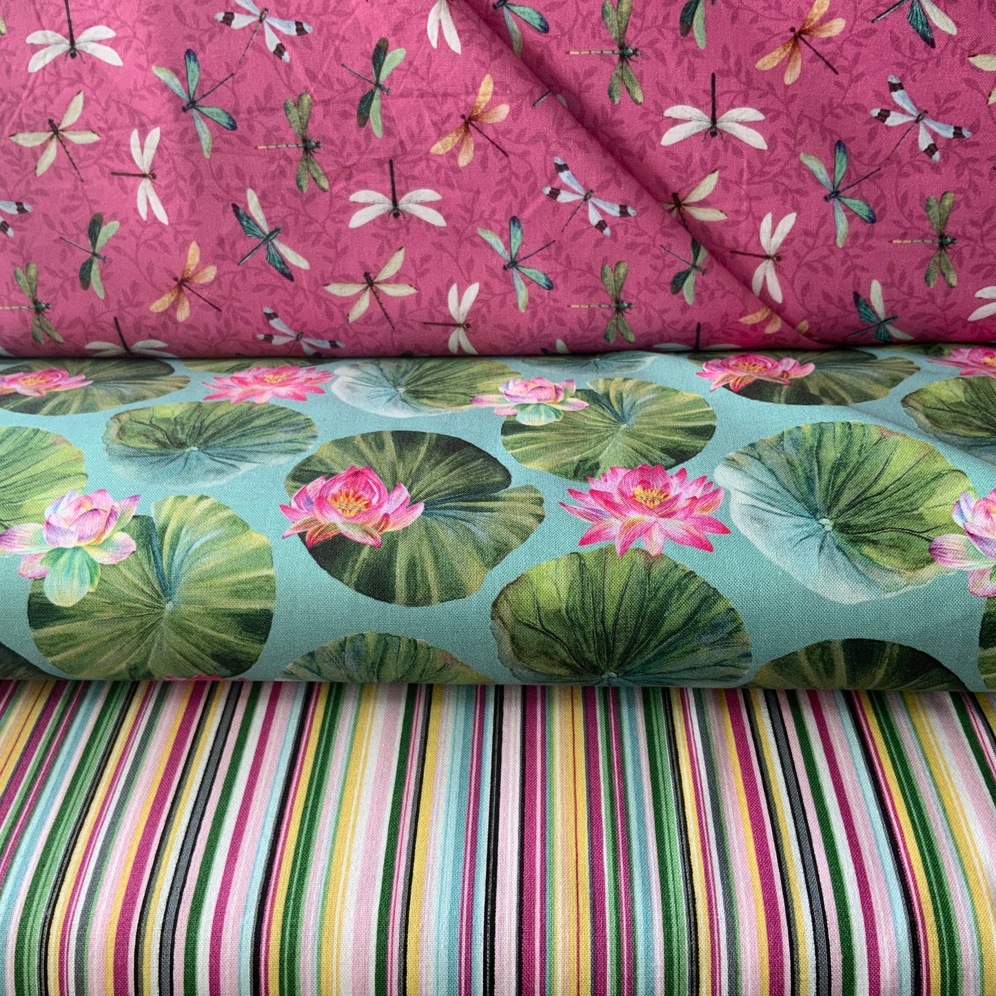 Multi coloured Stripe - Water Lilies