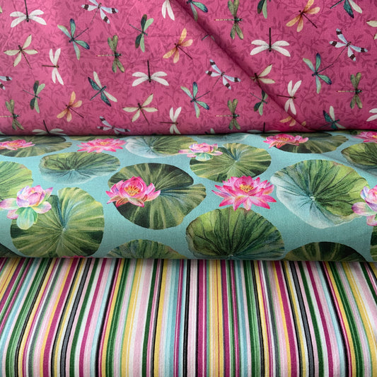 Multi coloured Stripe - Water Lilies