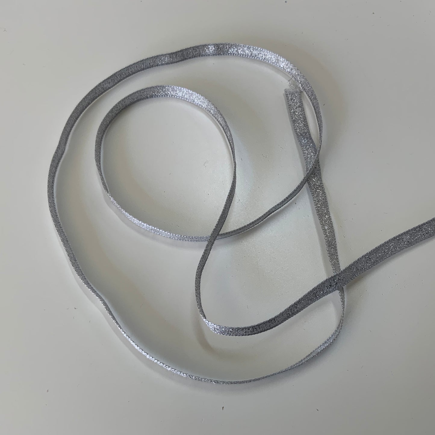 7Mm Silver Glitter Satin Ribbon