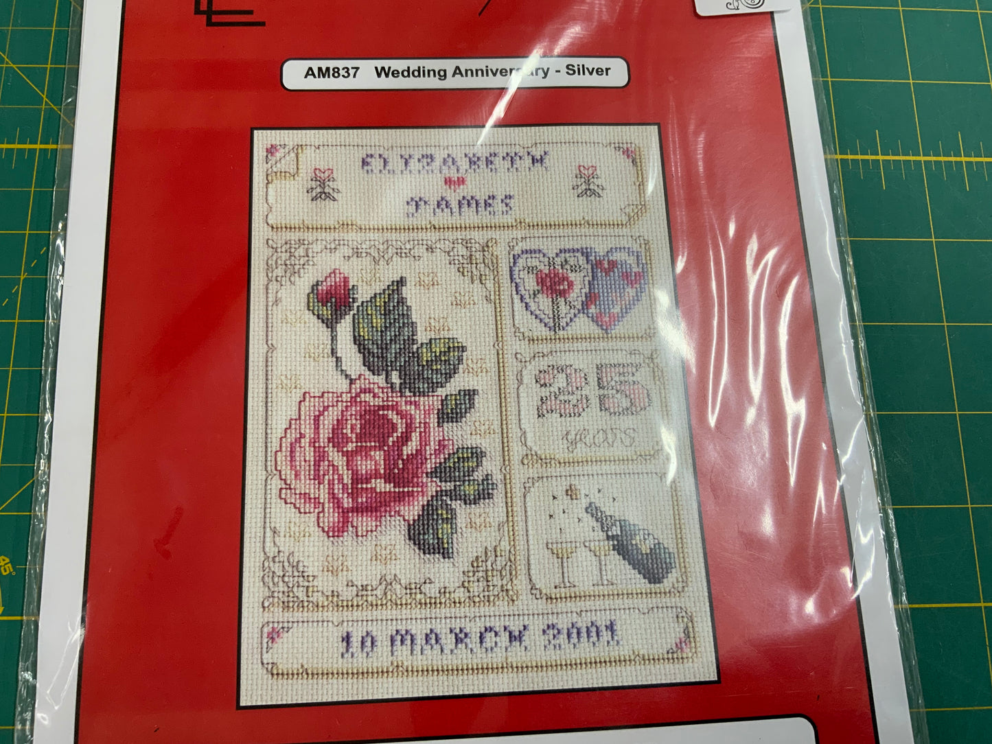 Silver Wedding Anniversary Cross Stitch Kit