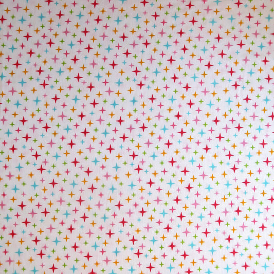 Fairy Garden, Multicoloured Stars on White