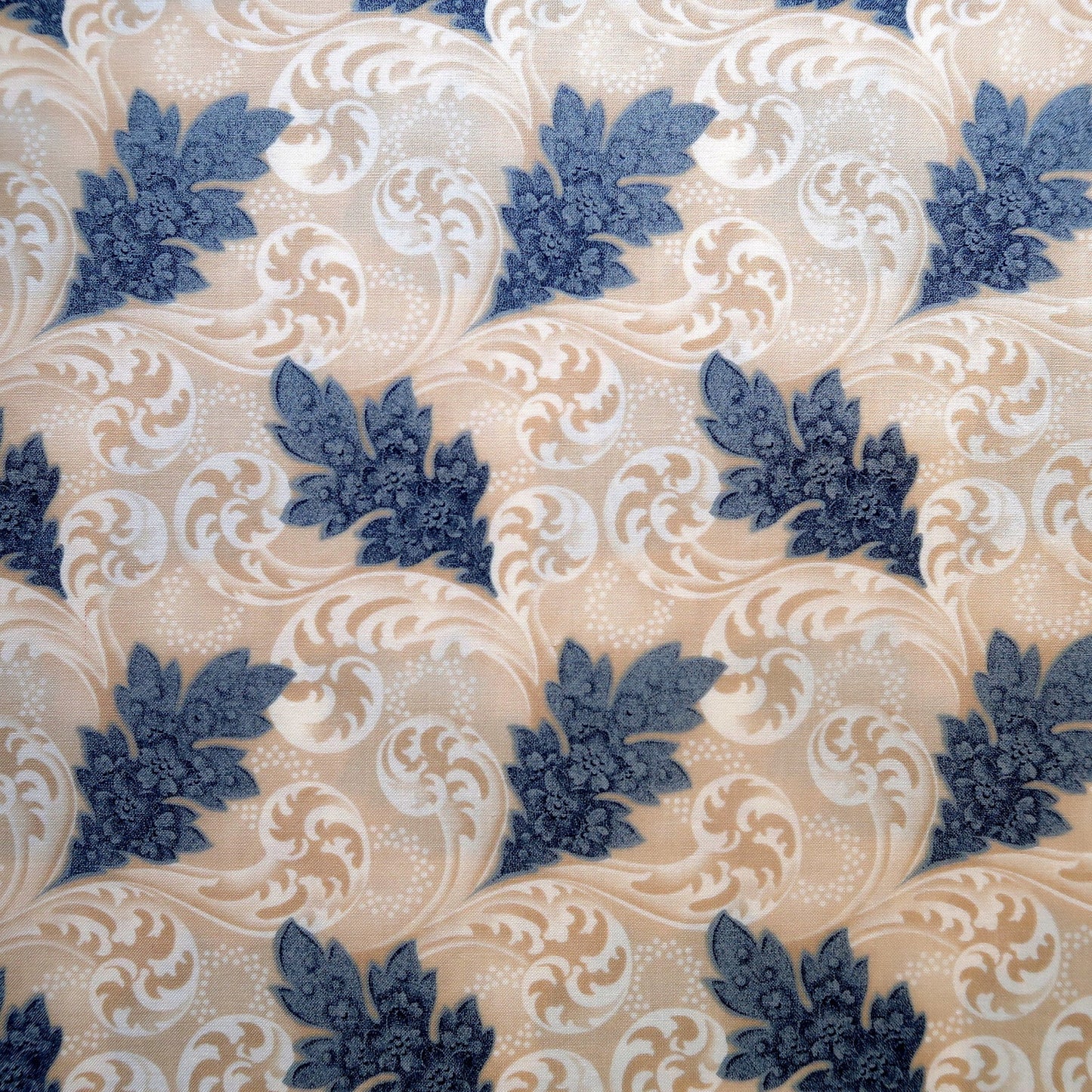 Blue Barn Blue Leaves on Cream by Moda - End of Bolt 1.9m