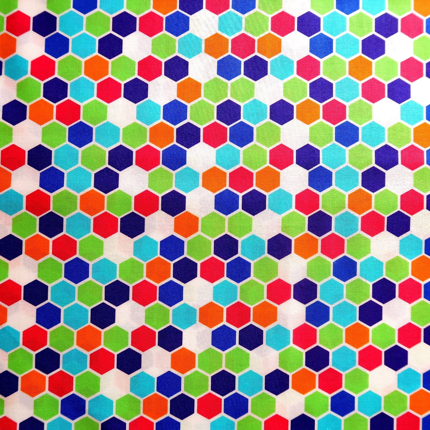 Multicoloured 1/2” Hexagons Print