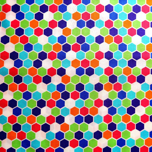 Multicoloured 1/2” Hexagons Print