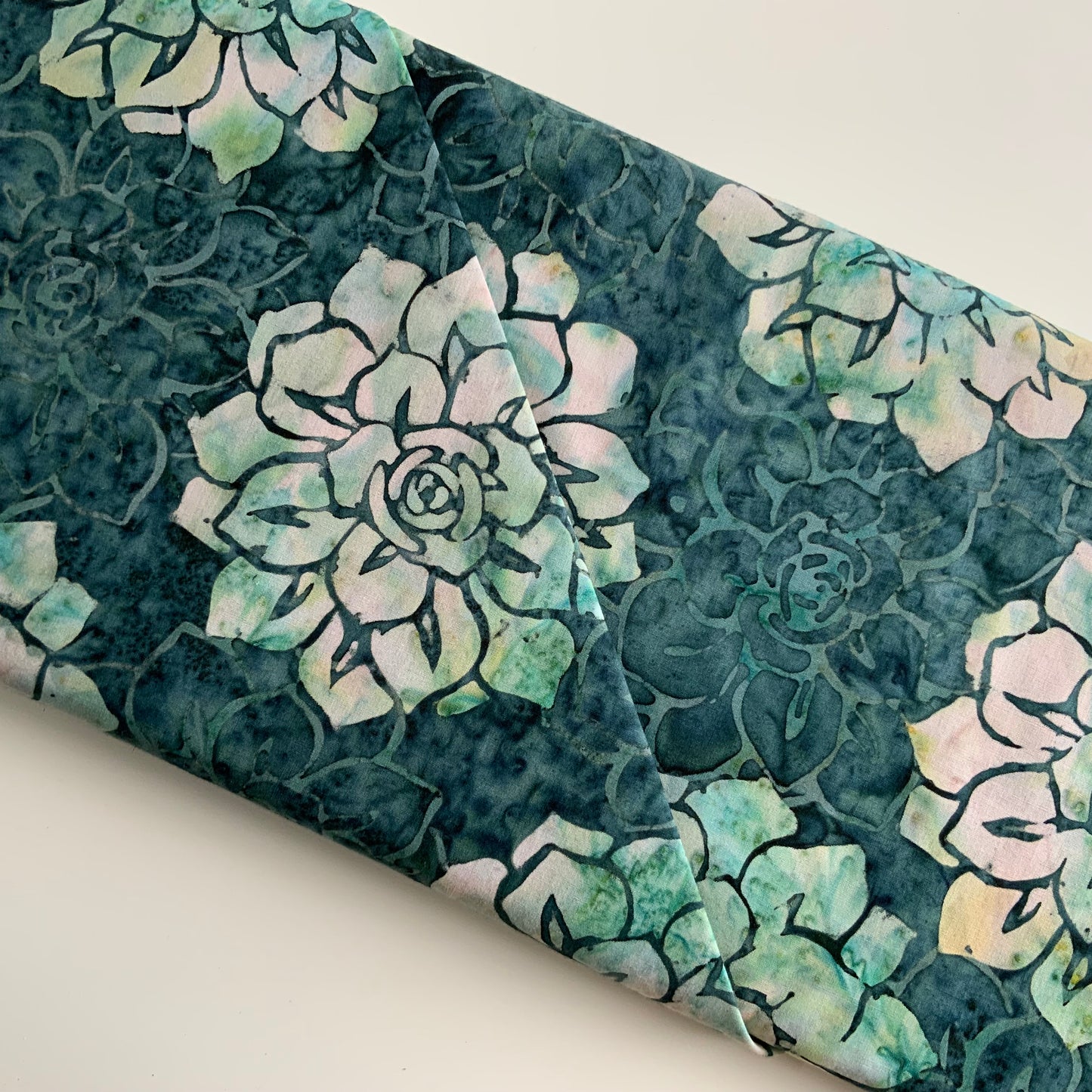 Succulents - Teal - Batik - End of Bolt 1.3m