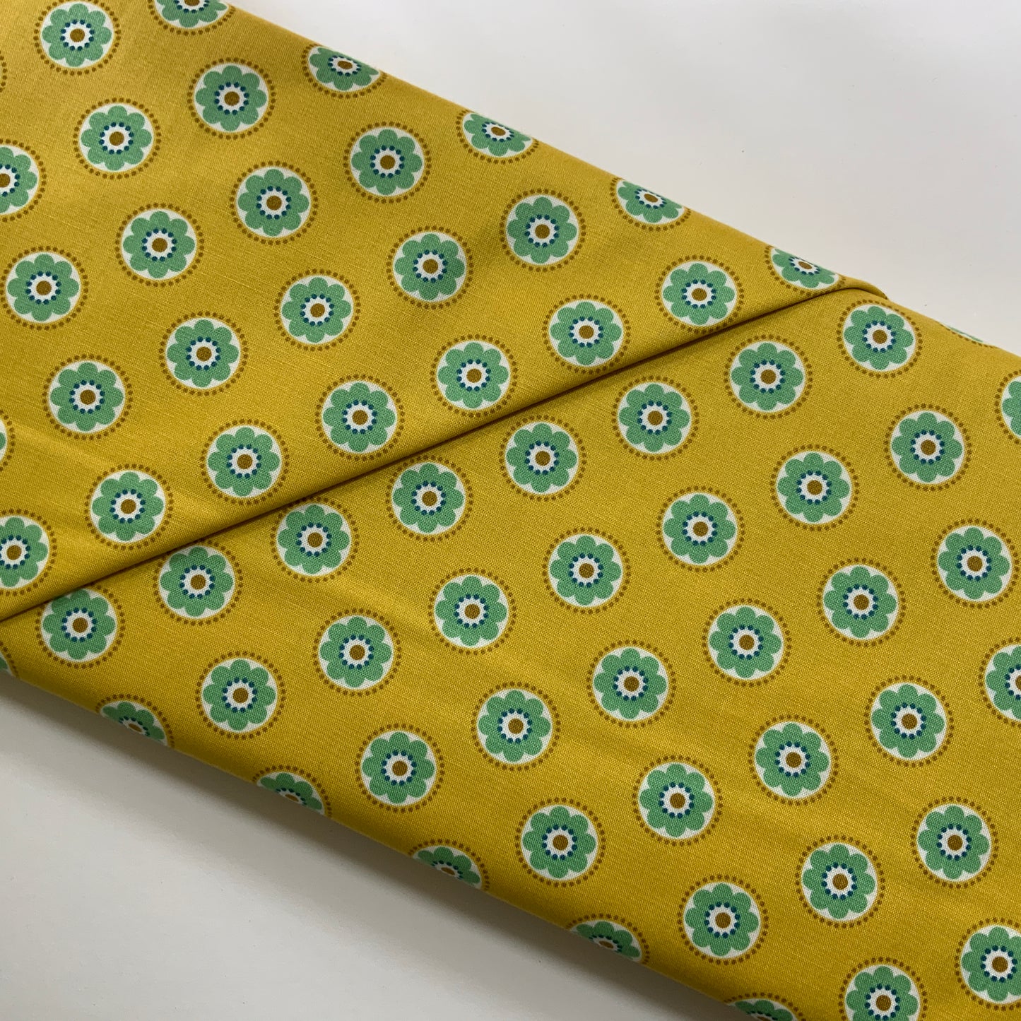 Funky Green Daisy on Yellow