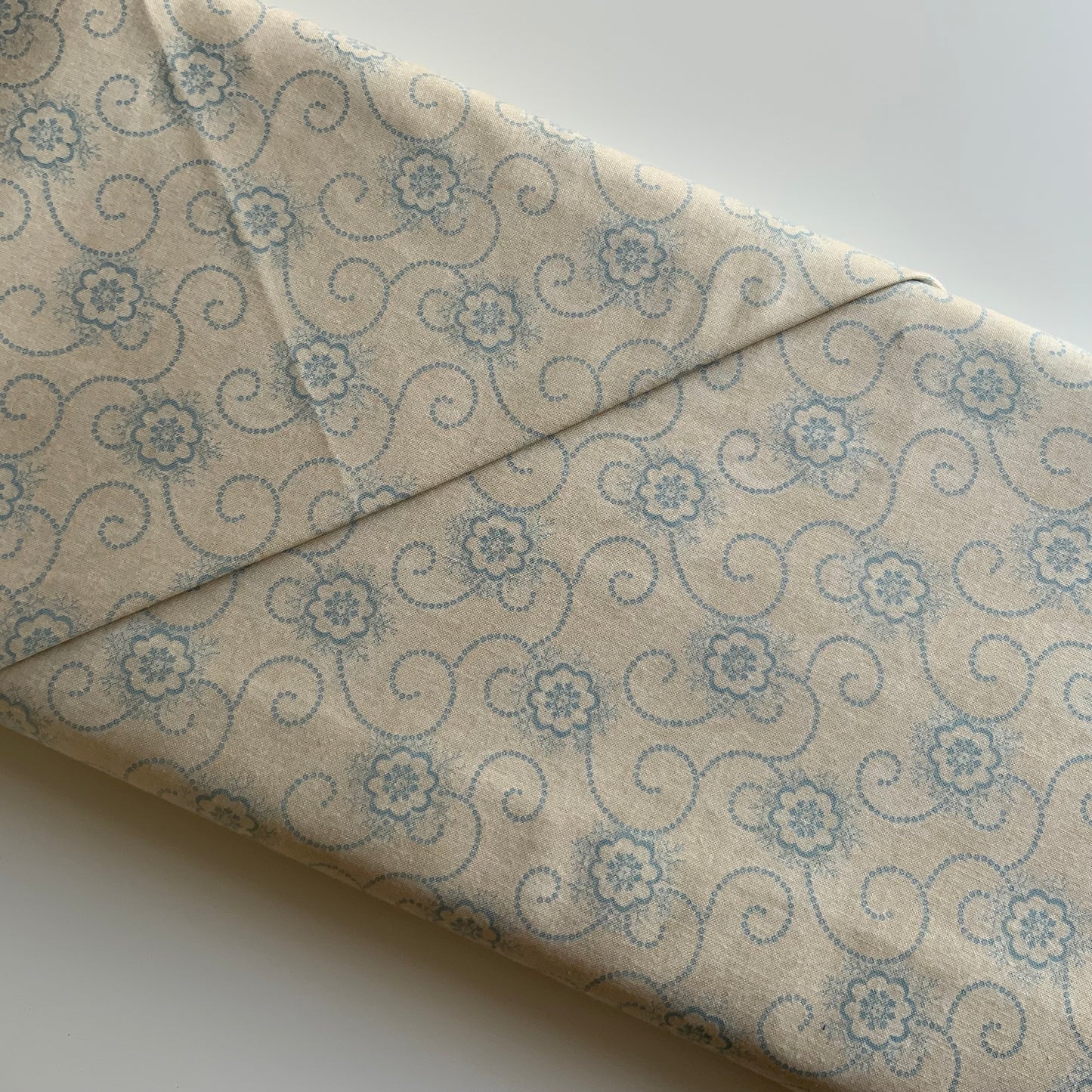 Cold Spell, Blue Floral Design on Beige