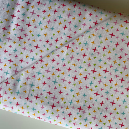 Fairy Garden, Multicoloured Stars on White