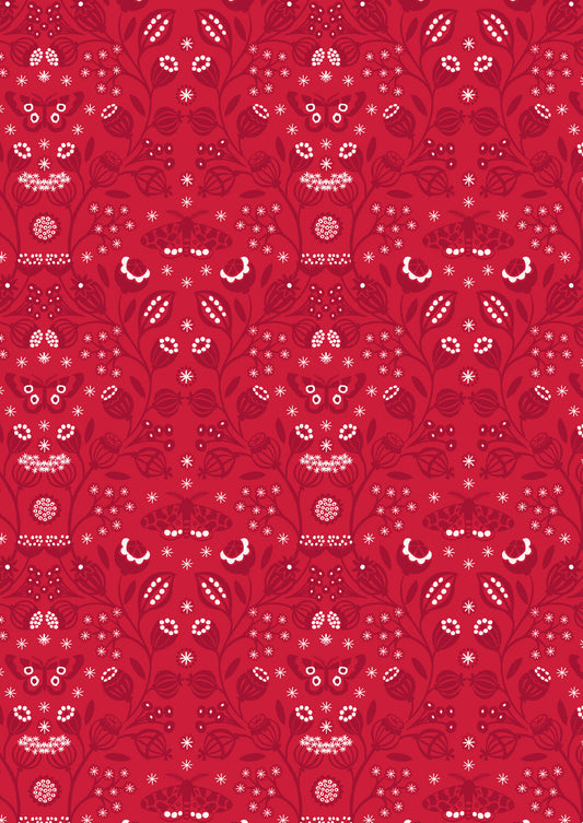 Winter Botanical on Red with Pearl