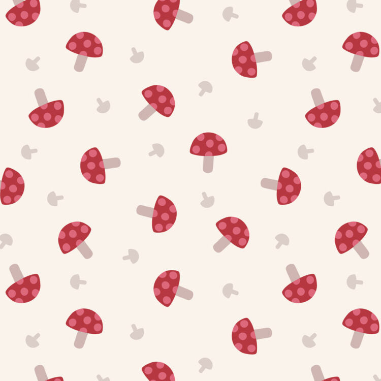 Red Toadstools on Cream - Flannel