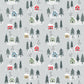 Snow Day Houses on Silver Brushed Cotton