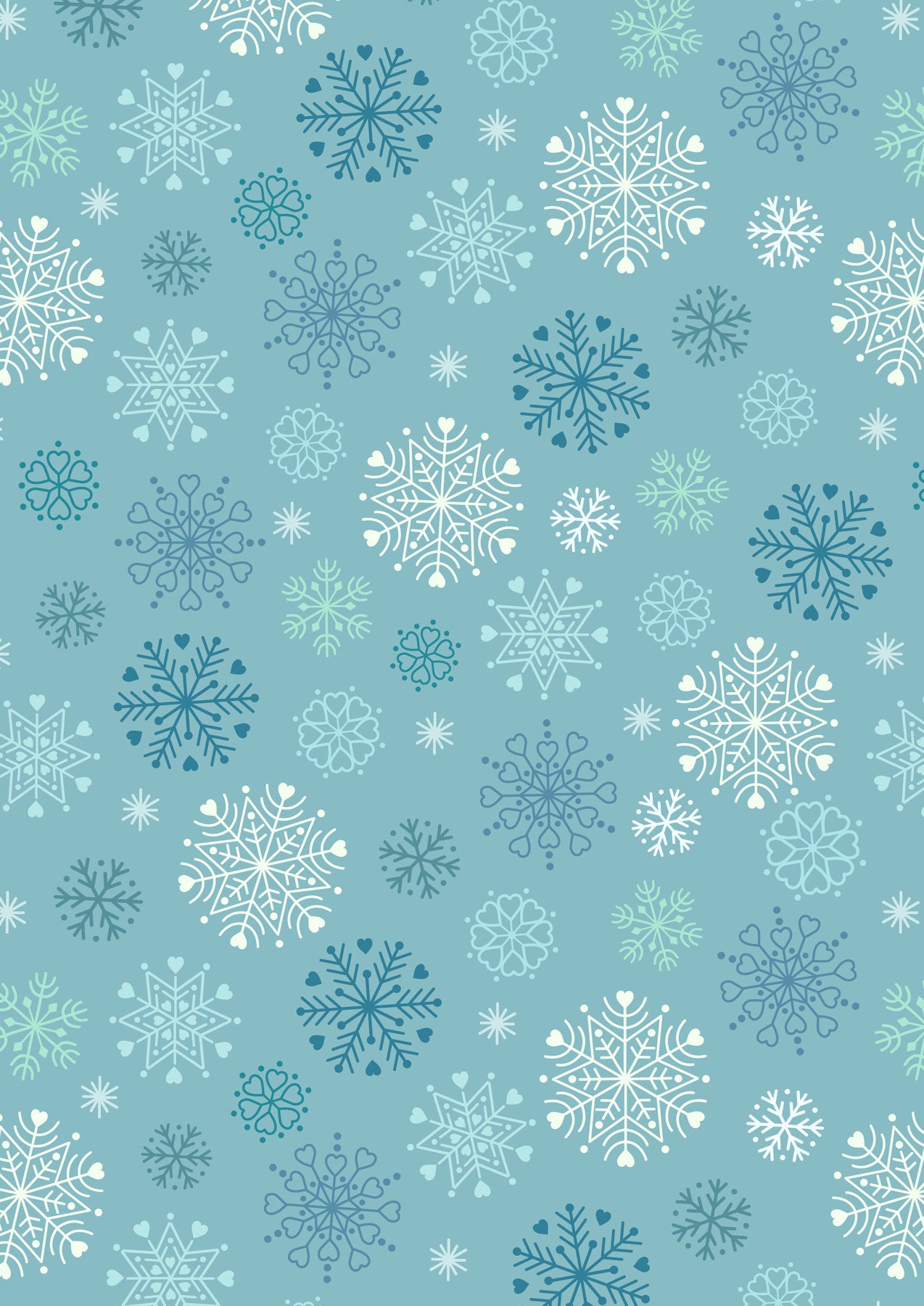 Snow Day Snowflakes on Ice Blue Brushed Cotton - Fat Quarter