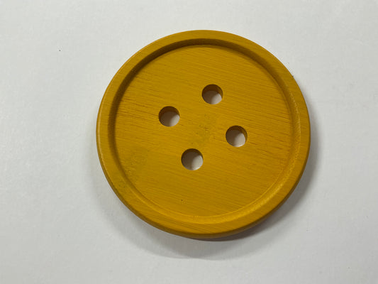 Button Coaster - Yellow - Wooden