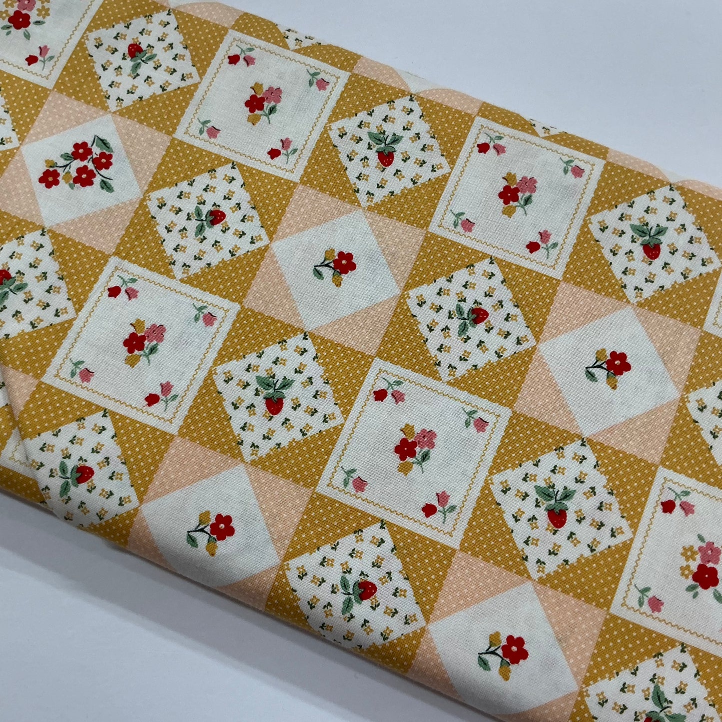 Square on Square Patchwork - Mustard Yellow - Farmhouse Fancy